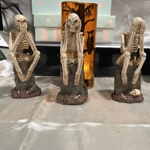 Halloween Skelett Statuen 3er Set - See No Evil, Hear No Evil, Speak No Evil, - Bild 1 von 5