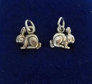 1 Sterlingsilber 3D klein 10x11mm lang Ohr Hase Häschen Charm - Bild 1 von 1