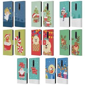 HEAD CASE DESIGNS JOLLY CHRISTMAS TOONS LEATHER BOOK CASE FOR ONEPLUS PHONES