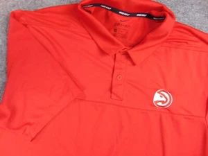 Atlanta Hawks Shirt Mens Med Red Nike Dri Fit Polo NBA - Picture 1 of 9