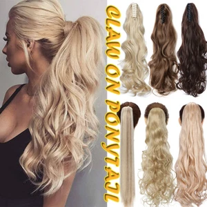 Extensiones de cabello con clip de garra de mandíbula extra gruesa cola de flequillo cola de caballo real como humano EE. UU. - Imagen 1 de 33