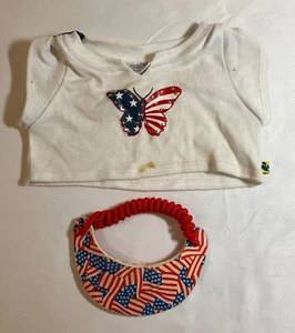 Build A Bear (BaB) Kleidung/Outfit - Flagge Schmetterling Shirt und Flagge Visier Hut - Bild 1 von 2