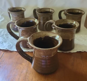 Mug LOT 6 Stoneware Studio art Pottery Signed TP or PT Dated 1977 - Picture 1 of 10