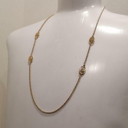 CHRISTIAN DIOR Collana Ciondolo Catena AUTENTICO Logo Vintage Lunga L76cm Rara F S GN24