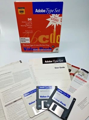 Adobe Type Set Value Pack for Windows 3.0, Win 3.1 and OS/2 -  Complete in Box - Image 1 of 4