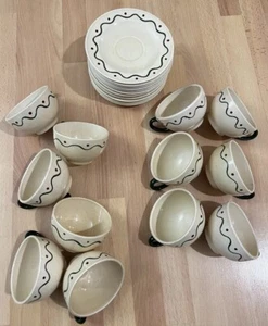 24pc Metlox Poppytrail California Provincial Green Rooster Cups & Saucers, USA - Picture 1 of 10