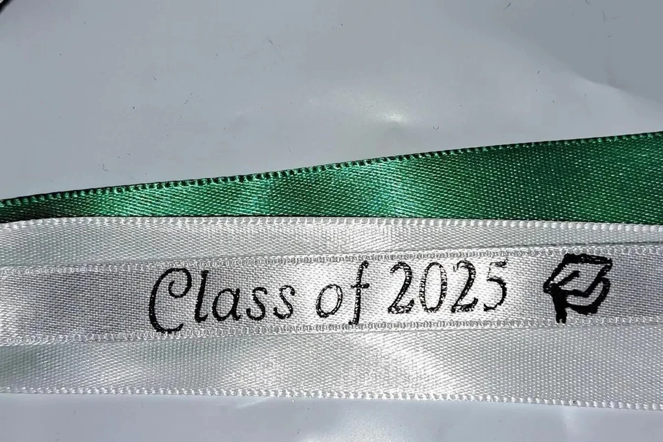 2025 Graduation Ribbon Custome Made 3/8 Red/Silver - Image 1 of 1