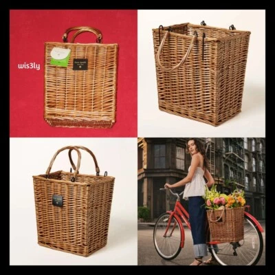 🧺Новый с Ярлыками Kate Spade New York x цель взрослых сплетенный велосипед корзина натуральная ива - Изображение 1 из 3