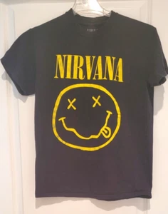 Nirvana TShirt Erwachsene Medium schwarz Rockband Konzert Smiley Gesicht Grafik Spruch - Bild 1 von 5