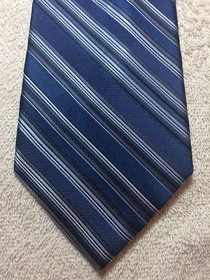J FERRAR  MENS TIE BLUE STRIPED 3.75 X 61 - Image 1 of 4