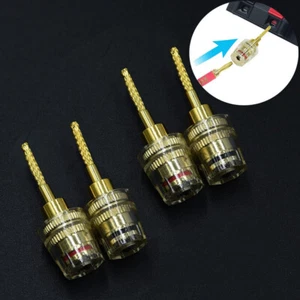 Adaptador de audio hembra pin a banana conector de cable de altavoz enchapado en oro HIFI 4 un. - Imagen 1 de 5