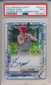 2021 Bowman Chrome Draft Auto Sparkle Refractor Jordan Viars RC /71 PSA 9