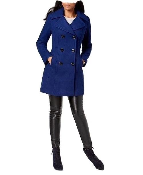 Anne Klein Petite Double-Breasted Wool Peacoat. UK Size S US Size S Colour Blue - Image 1 of 1