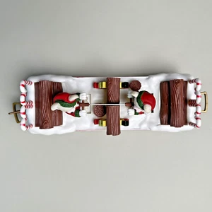 Vintage New Bright Christmas Train Car Animated Bear Elves Sawing Logs 1986 Deco - Picture 1 of 14