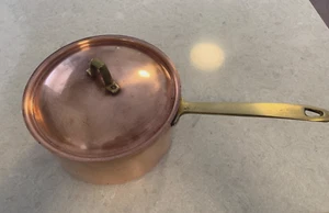 3 Qt. Solid Copper Saucepan w/Brass Handle - Picture 1 of 3