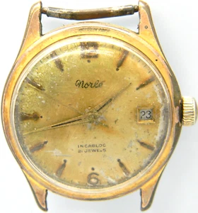 CJ341 mens Vintage Norle Manual Wind Up Gold Plated Old Swiss Watch Works lot - Picture 1 of 2