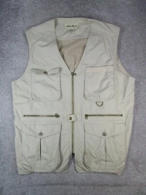 Eddie Bauer Vest Mens Large Beige Cotton Hunting Full Zip * - Image 1 of 4