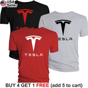Tesla T-Shirt Motoren Logo Elon Musk Autorennen Model S 3 X Y Cybertruck BTS03 - Bild 1 von 17