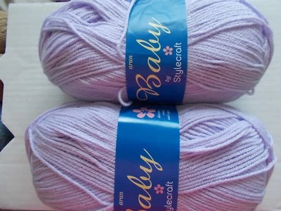 Stylecraft Baby Aran yarn, Baby Lilac (lavender), 2 large skeins (429 yds each) - Image 1 of 2
