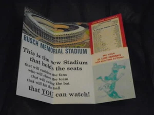 1966 ST. LOUIS CARDINALS 1ST YEAR NEW BUSCH STADIUM BASEBALL SCHEDULE BROCHURE - Picture 1 of 6
