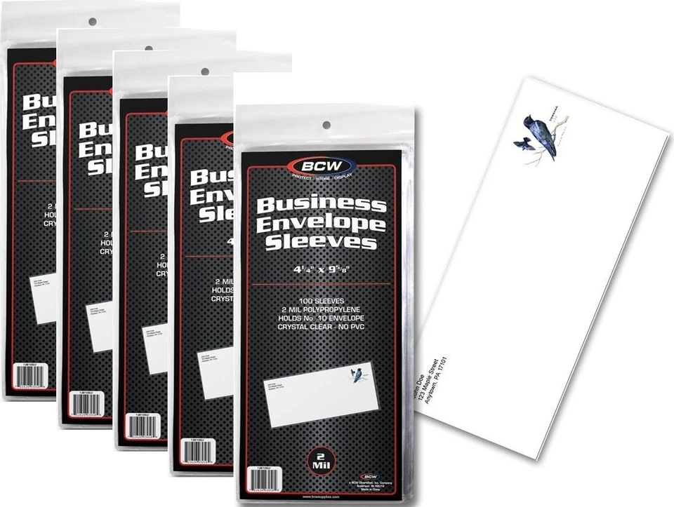 Paquete de 5 fundas BCW Business Envelope #10 mangas 4 1/4 X 9 5/8 (#CS59) Foto 1 de 1