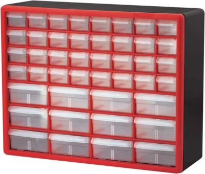 Akro-Mils Red 44 Drawer Plastic Parts Storage Hardware and Craft Cabinet