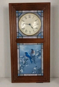 Rare DANBURY Stained Glass Songbirds Of The Season Wall Clock Lighted Spring - Picture 1 of 10