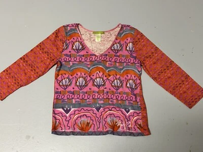 Suéter para mujer Sigrid Olsen multicolor floral con volantes cuello en V manga larga - mediano Foto 1 de 4