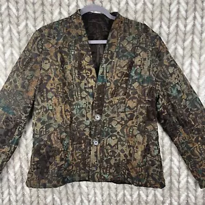 Damen Blazer Jacke groß Wende braun blau bestickt Markenlos - Bild 1 von 9