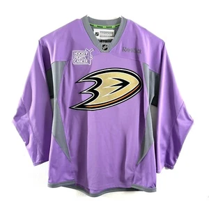 Reebok Hockey Fights Cancer Anaheim Ducks Patch Purple Jersey Medium - Picture 1 of 12
