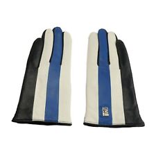 Cavalli Class Elegant Black and Blue Lambskin Women's Gloves Authentic