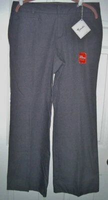 VINTAGE NWT $44 DOCKERS GRAY KHAKI SLIMMING STRETCH PANTS WIDE LEG 32"L 14 NICE! - Image 1 of 3