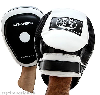 BAY 2x GEL Echtes Leder Handpratzen Schwarz Weiß Pratzen Pratze Handpratze MMA  - Bild 1 von 4