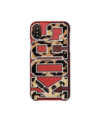 Funda de teléfono de cuero 100 % auténtica con logotipo de leopardo de MICHAEL KORS para iPhone X/XS Foto 1 de 4