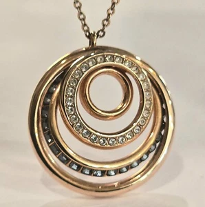 Swarovski Dynamic Circle Pendant Rose Gold Plated Swan Signed Necklace - Picture 1 of 5