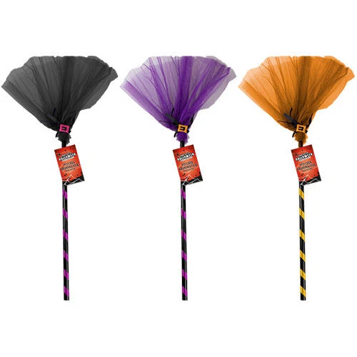 Witches Broomstick with Netting - Colours Party Halloween Fancy Dress Costume - Image 1 of 1