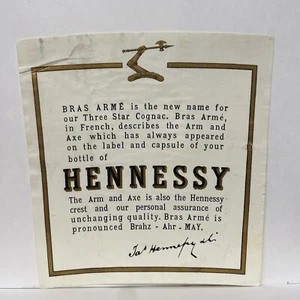 Bras Armé Hennessy French Liquor Three Star Cognac Arm & Axe Label - Picture 1 of 2