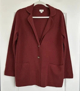 J Crew Two Button Sweater Blazer Womens Size XS Burgundy Red Cotton BS881 Preppy - Picture 1 of 11