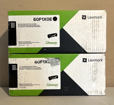 2 Genuine Lexmark 60F1X0E Extra High-Yield Toner Cartridges Sealed Boxes - Image 1 of 4