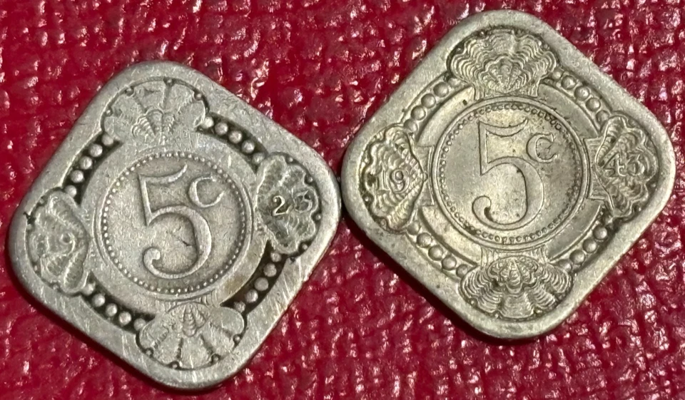 LOT OF 2 VINTAGE 1923/1943 NETHERLANDS 5 CENTS COIN-JAN768 - Image 1 of 1