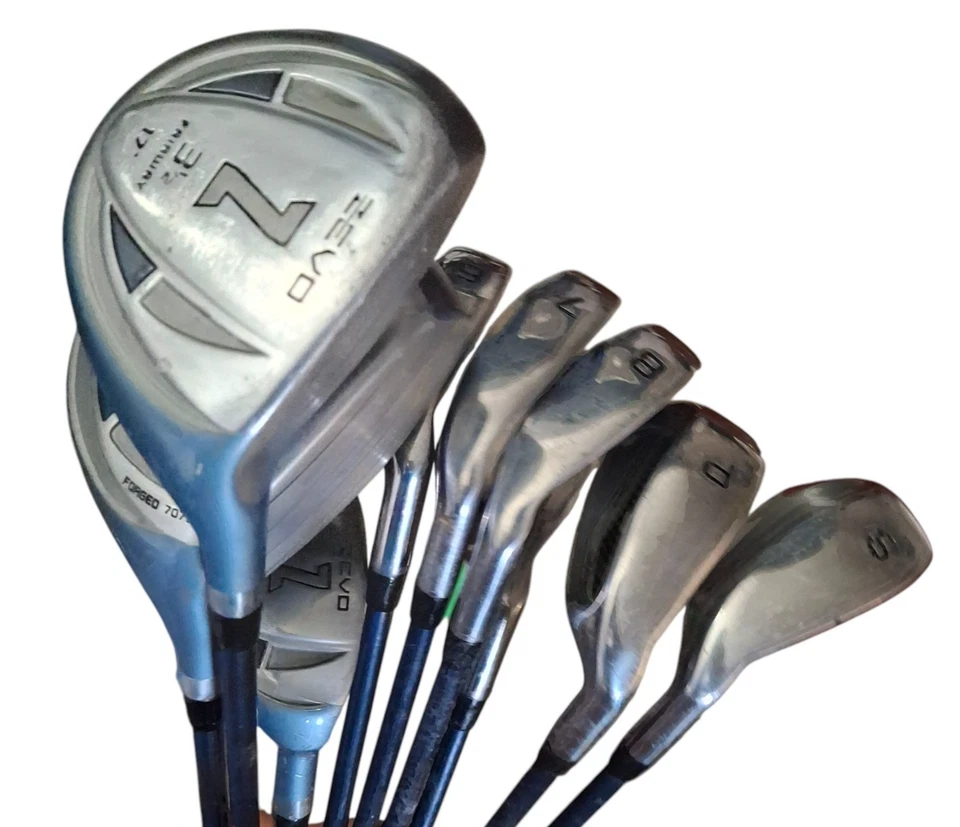 Juego de palos de golf Zevo Z driver, 3 madera, 4 híbridos, 6-SW hierros grafito 9 palos - diestro Foto 1 de 4