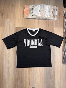 YOUNGLA 4187 - VARSITY FOOTBALL CROPPED JERSEY Color - Black, Size - XXL - Picture 1 of 2