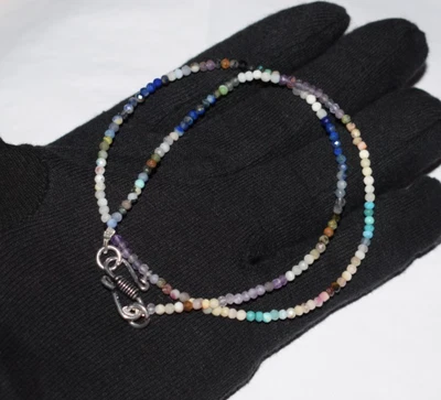 24 " Gioielli Collane Naturale Multi Disko 3mm Perline 925 Argento Sterling - Immagine 1 di 4