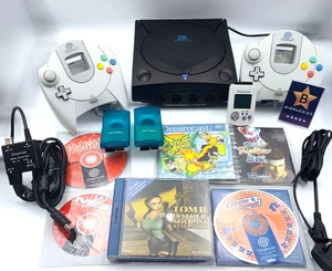 Vintage Dreamcast Sega Spielekonsole Bundle Neu Zustand! Schwarzes Gehäuse, blaue LED - Bild 1 von 24