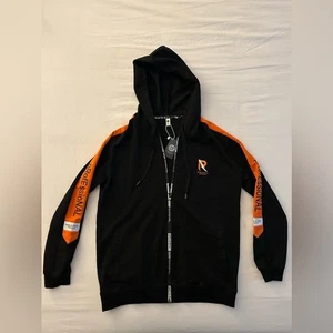 Sudadera con capucha para hombre nueva con etiquetas negra y naranja cremallera completa talla mediana - Imagen 1 de 10
