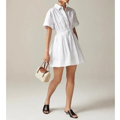 Nuevo con etiquetas Mini Vestido Camisa J.Crew Elena 100% Algodón Popelina Blanco Talla 12 Alto  Foto 1 de 4