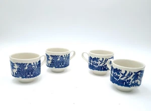 ChurchHill England Blue Willow Coffee Cup Set Of 4 - Picture 1 of 12