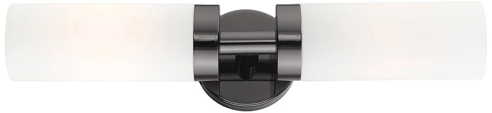 Luz de baño Livex Aero 19 1/4" de ancho negro cromo blanco vidrio 2 luces Foto 1 de 1