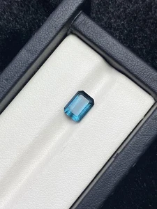 Indicolite Color Natural Tourmaline Loose Gemstone 1Pcs1.75Ct Emerald Cut - Picture 1 of 5