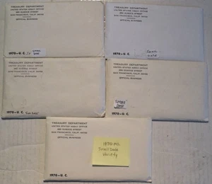 Lot (5) 1970 PDS Uncirculated Mint Sets 1970 S Small Date RED Lincoln Cent Penny - Picture 1 of 7